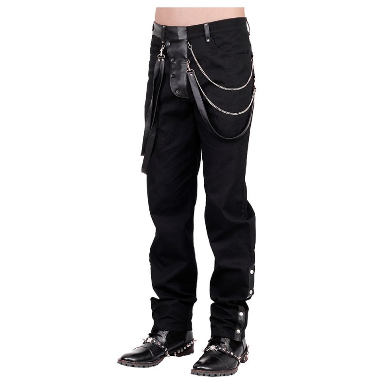 Steampunk Vintage Trouser Men Goth Black Gens Steam Pant 